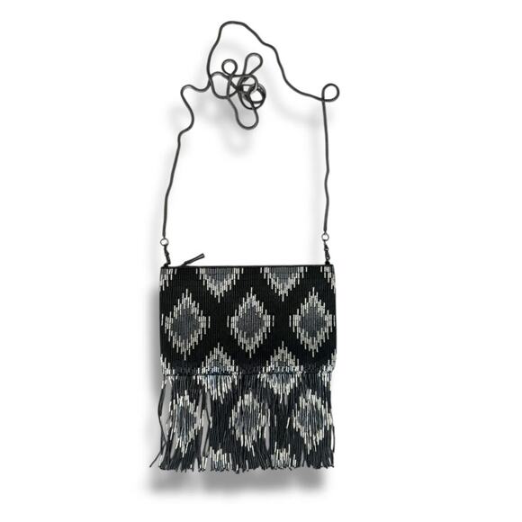 INGE CHRISTOPHER BEADED IKAT FRINGED CROSSBODY - Picture 1 of 8